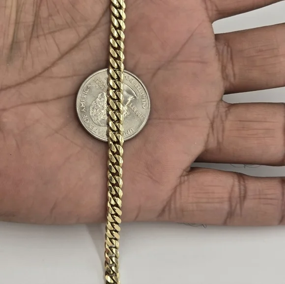 10kt Real Gold Solid Miami Cuban Bracelet 5mm 7 Inches